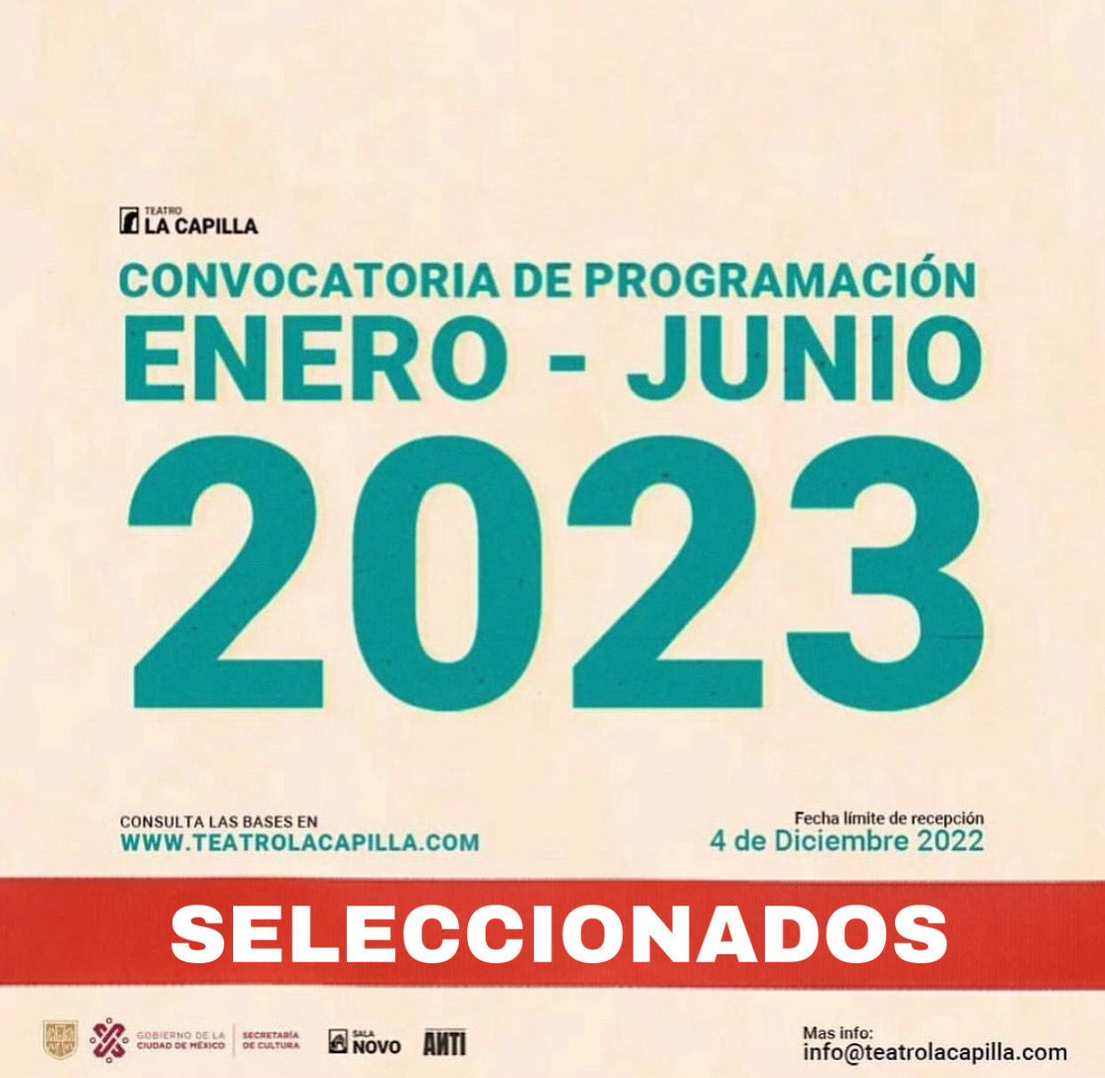 Seleccionados de la convocatoria “Programación 2023 Teatro La Capilla: 70 años de teatro en Madrid 13”